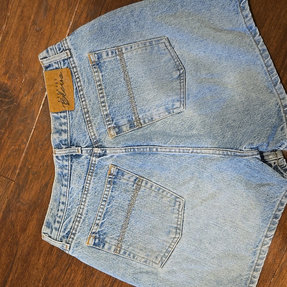Express Bleus  Button Fly Jean Shorts Vintage Style - Picture 4 of 10
